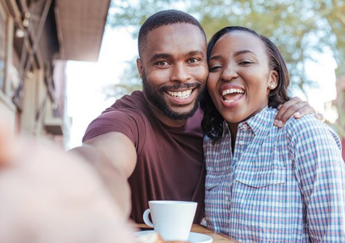 A couple taking selfie